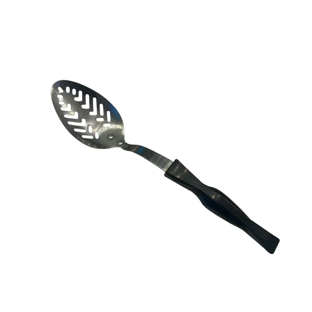 Vintage Cutco Slotted Serving Spoon Black Handle Stainless Steel Kitchen Utensil